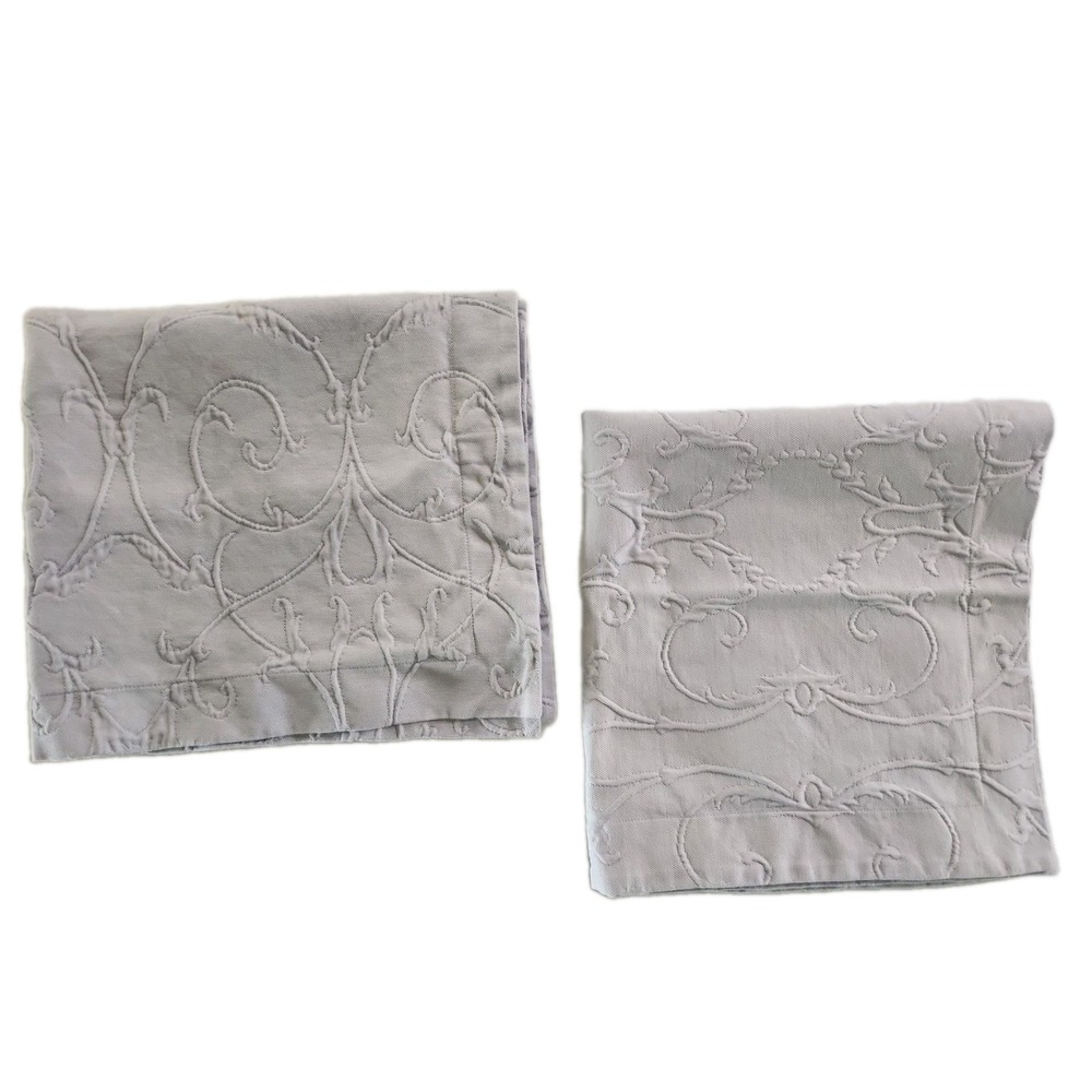 2/Pearl Gray Blue Frontgate Matelasse Euro Shams 100% Egyptian Cotton 27x25 READ